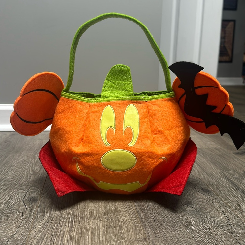 Disney Parks Mickey Mouse Halloween Fabric Halloween Pail Bucket Bag